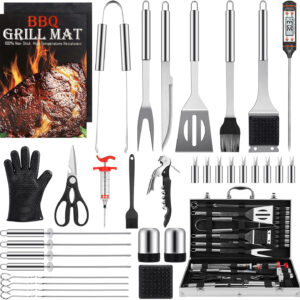 Birald Grill Set, Grill Tools, Grill BBQ Accessories, Grilling Gifts for Men, 34PCS BBQ Tools for Outdoor Grill with Aluminum
