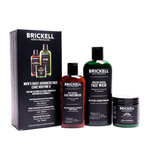 Brickell Men’s Daily Advanced Face Care Routine II, Activated Charcoal Facial Cleanser, Face Scrub, Face Moisturizer Lotion,