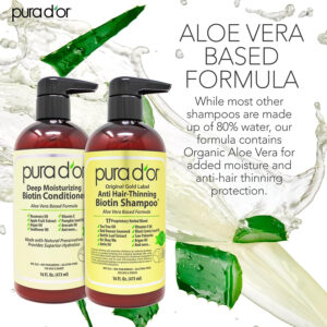 PURA D’OR Anti-Thinning Biotin Shampoo and Conditioner Natural Earthy Scent,Clinically Tested Proven Results DHT Blocker